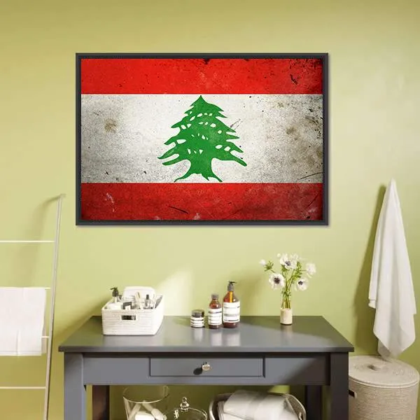 Grunge Lebanon Flag Canvas Wall Art