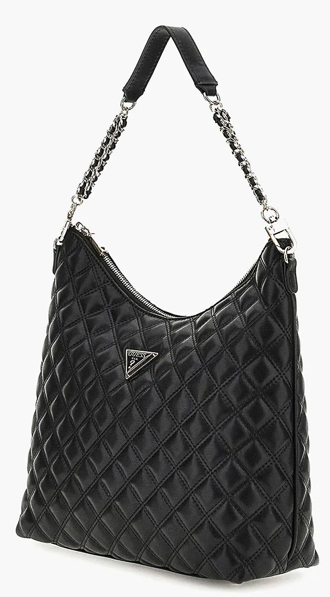 Guess Giully Hobo Quilted Bag In Black For Women