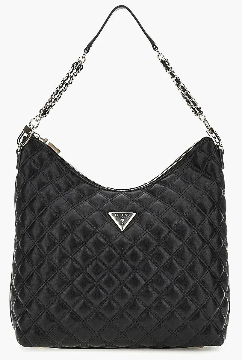 Guess Giully Hobo Quilted Bag In Black For Women