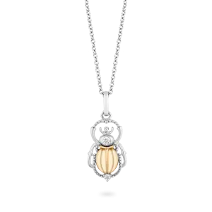 Hallmark Fine Jewelry Egyptian Scarab Pendant in Sterling Silver & 14K Yellow Gold with Diamonds