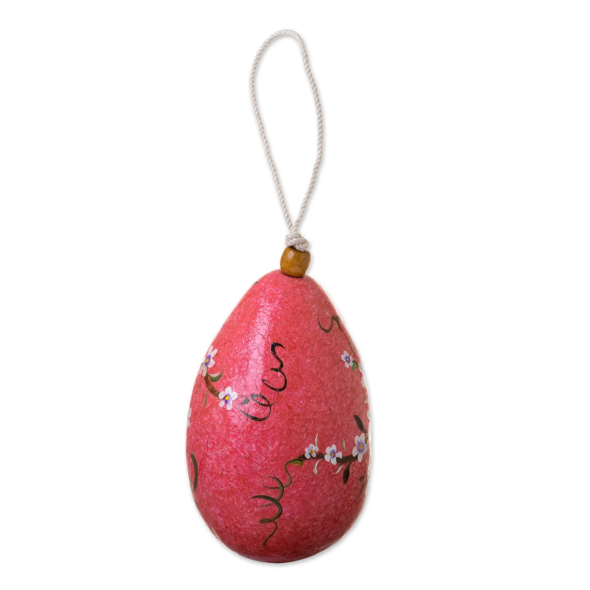 Hand Painted Crackled Red Dried Gourd Birdhouse from Peru - Spring Rose Condo | NOVICA