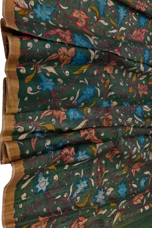 Hand Painted Tussar Silk Kalamkari Dupatta