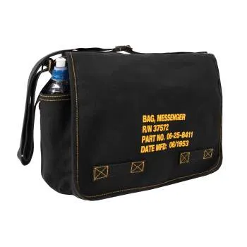 Heavyweight Canvas Classic Messenger Bag With Military Stencil