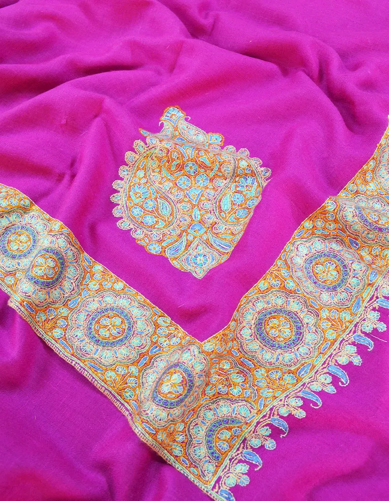 hot pink embroidery Pashmina shawl 8661