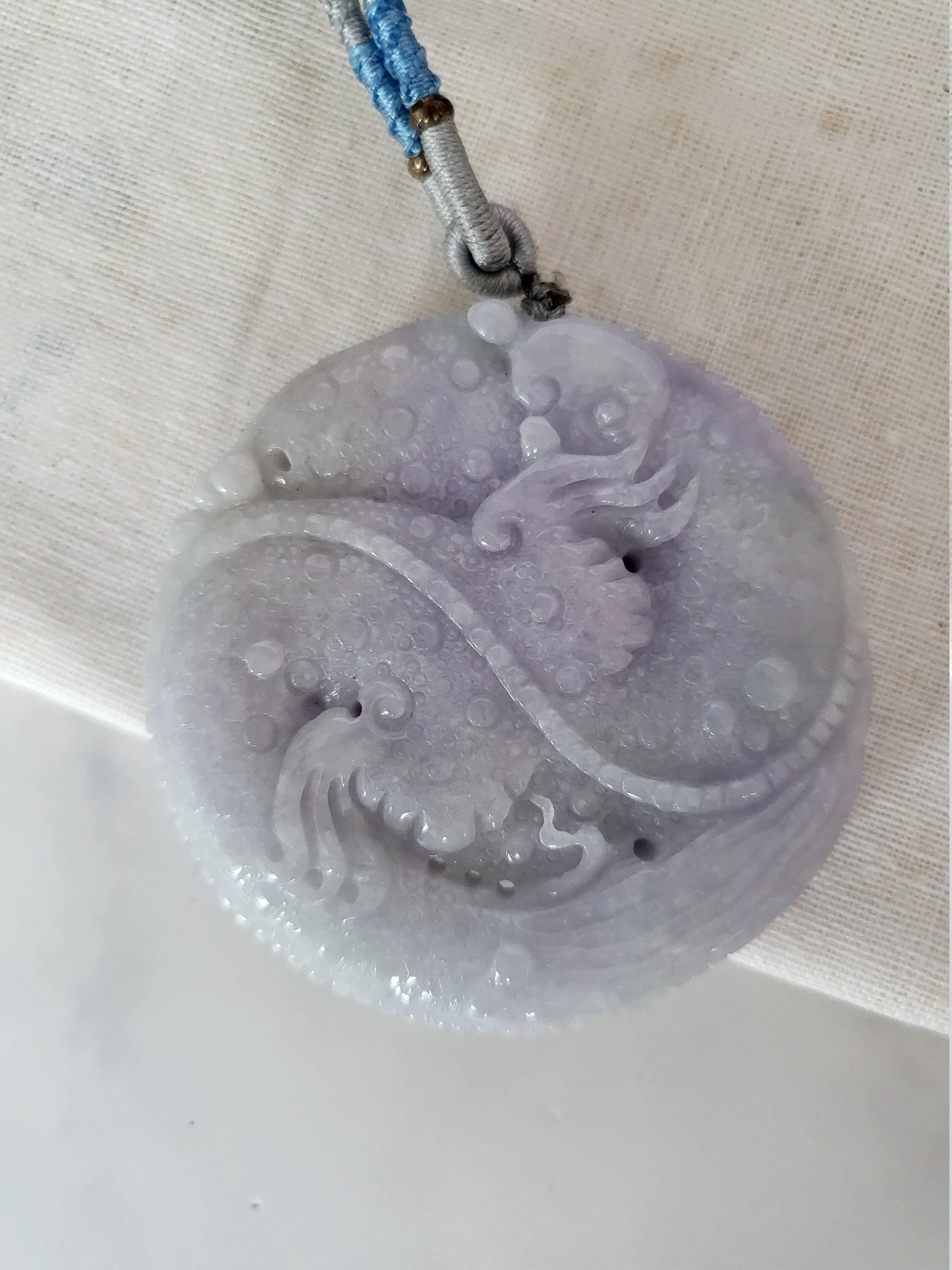 Jadeite Grade A Natural White Green Rainbow Lavender Jade Huge Dragon Lucky Pendant Ornament Charm Keychain