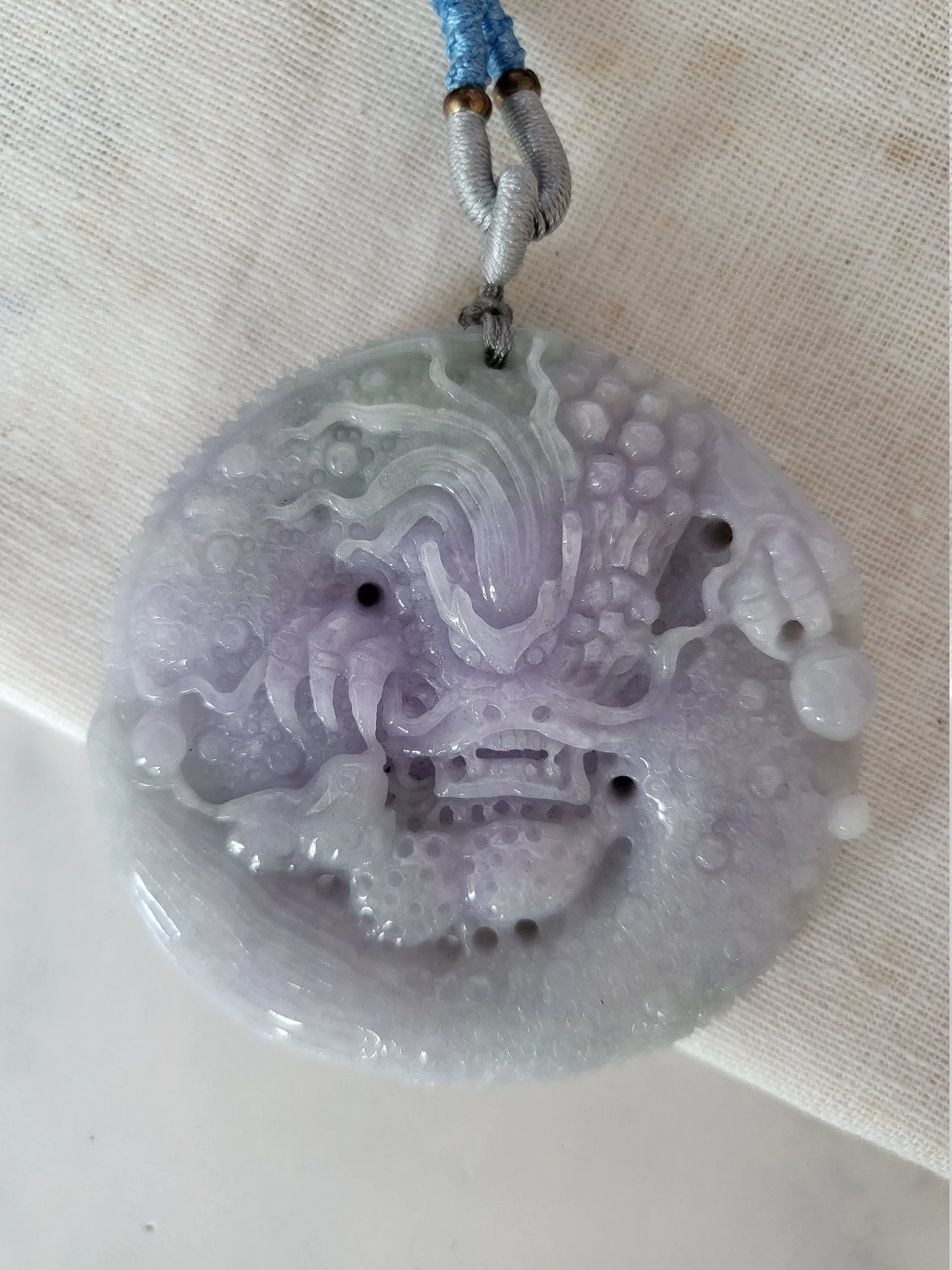 Jadeite Grade A Natural White Green Rainbow Lavender Jade Huge Dragon Lucky Pendant Ornament Charm Keychain