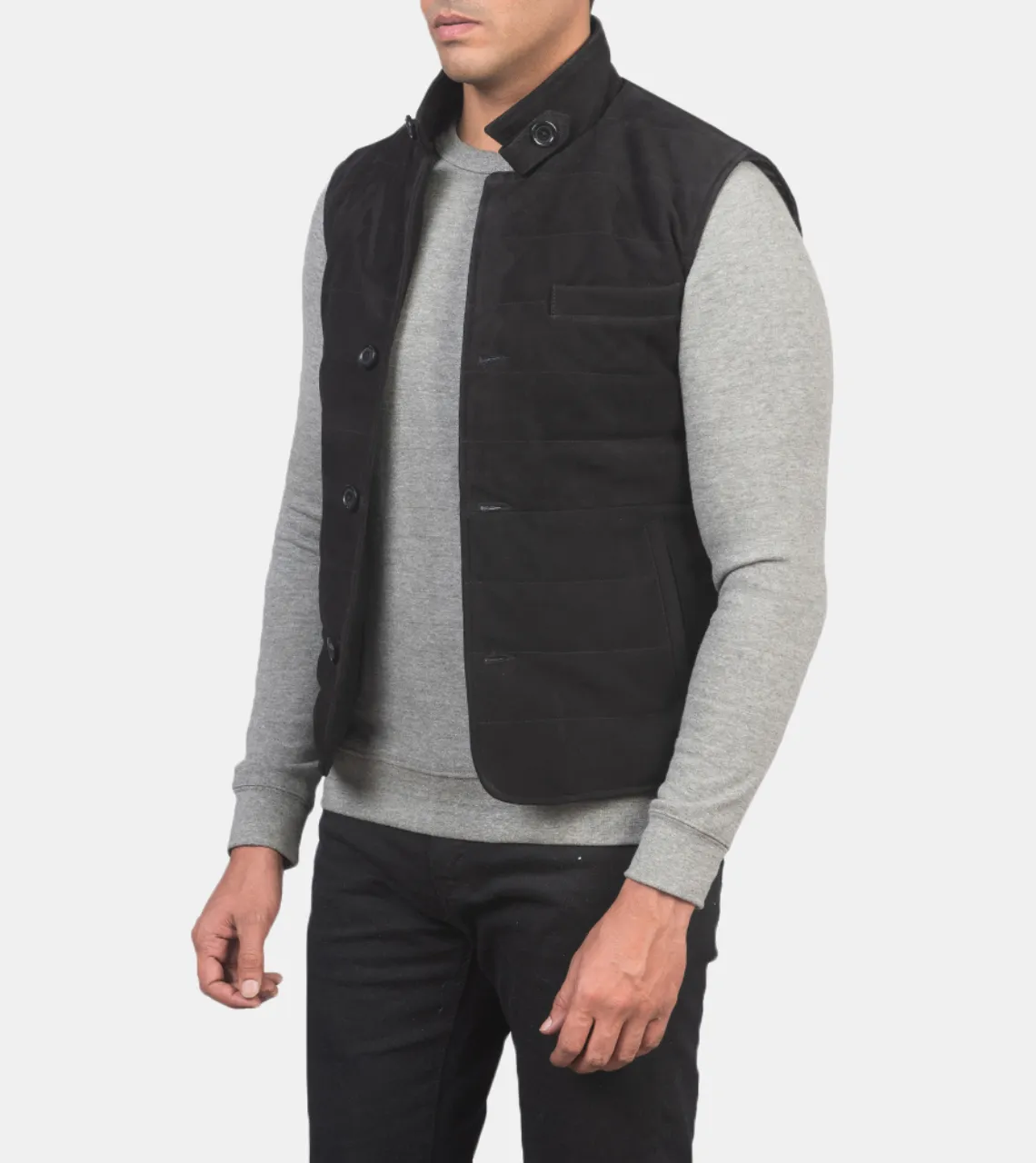 Jayden Men's Black Suede Leather Vest