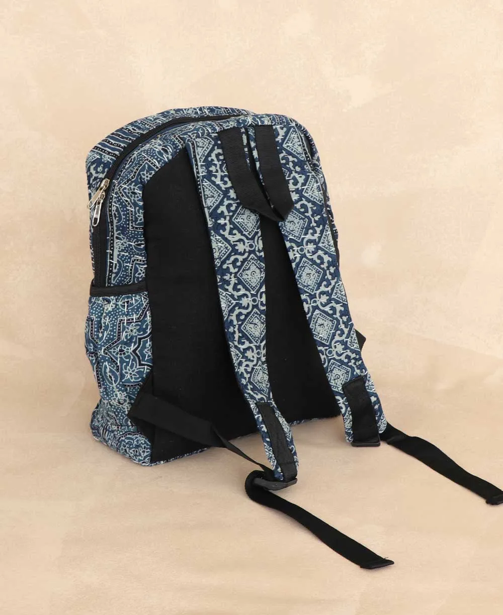 Kantha Stitch Block Print Inspired Compact Backpack