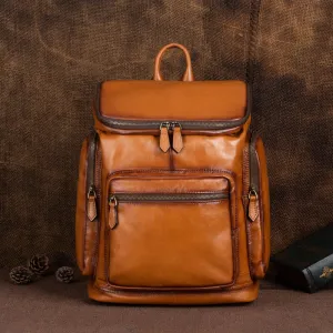 Ladies Genuine Leather Backpack Purse Medium Leather Bookbag For Women