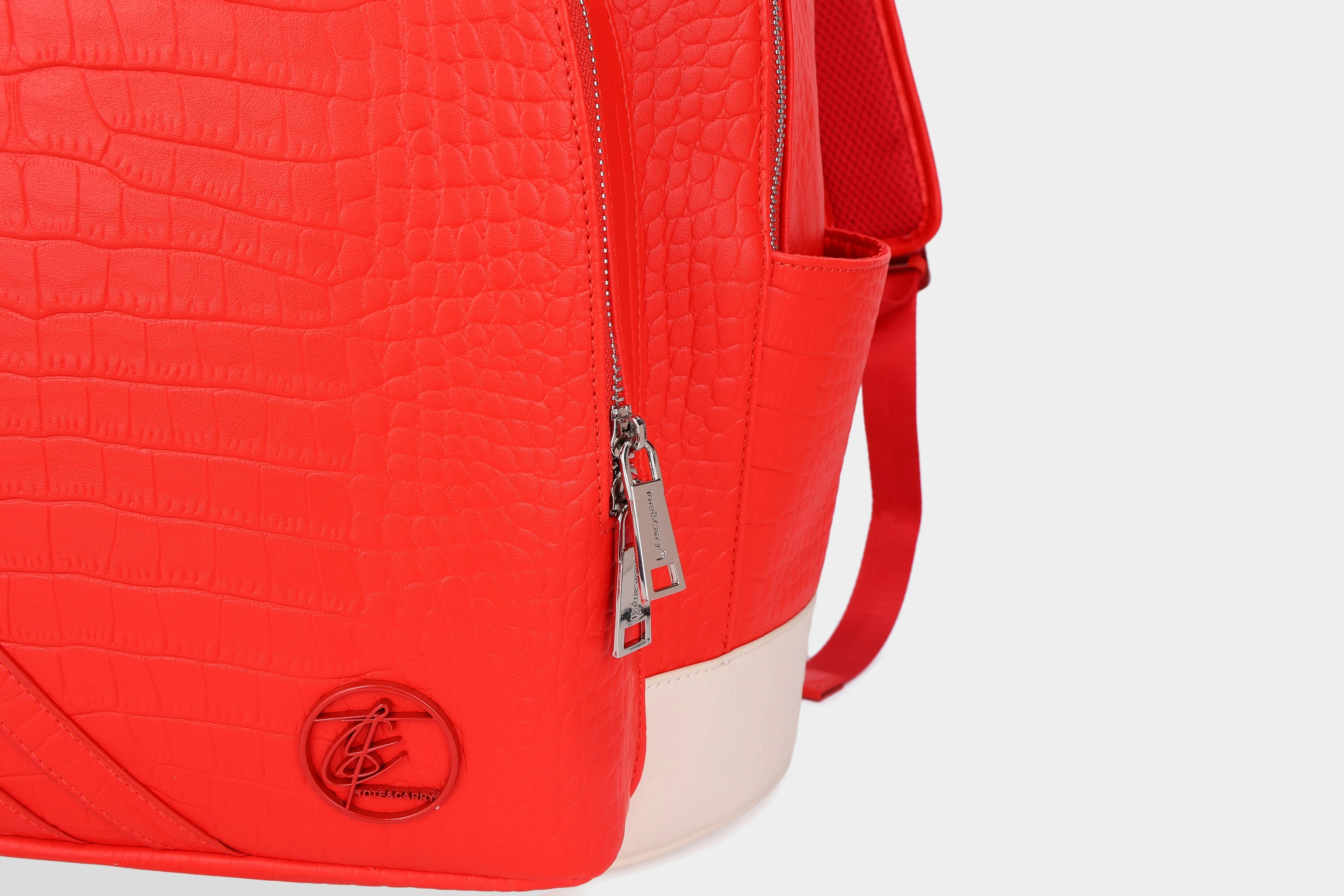 Leather Backpack in Red