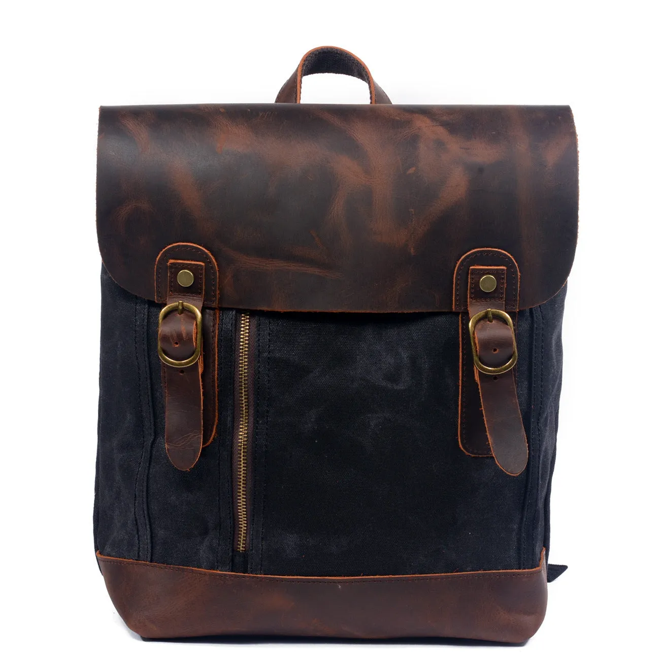 Leisure Vintage Waterproof Leather Canvas Backpack 659LA