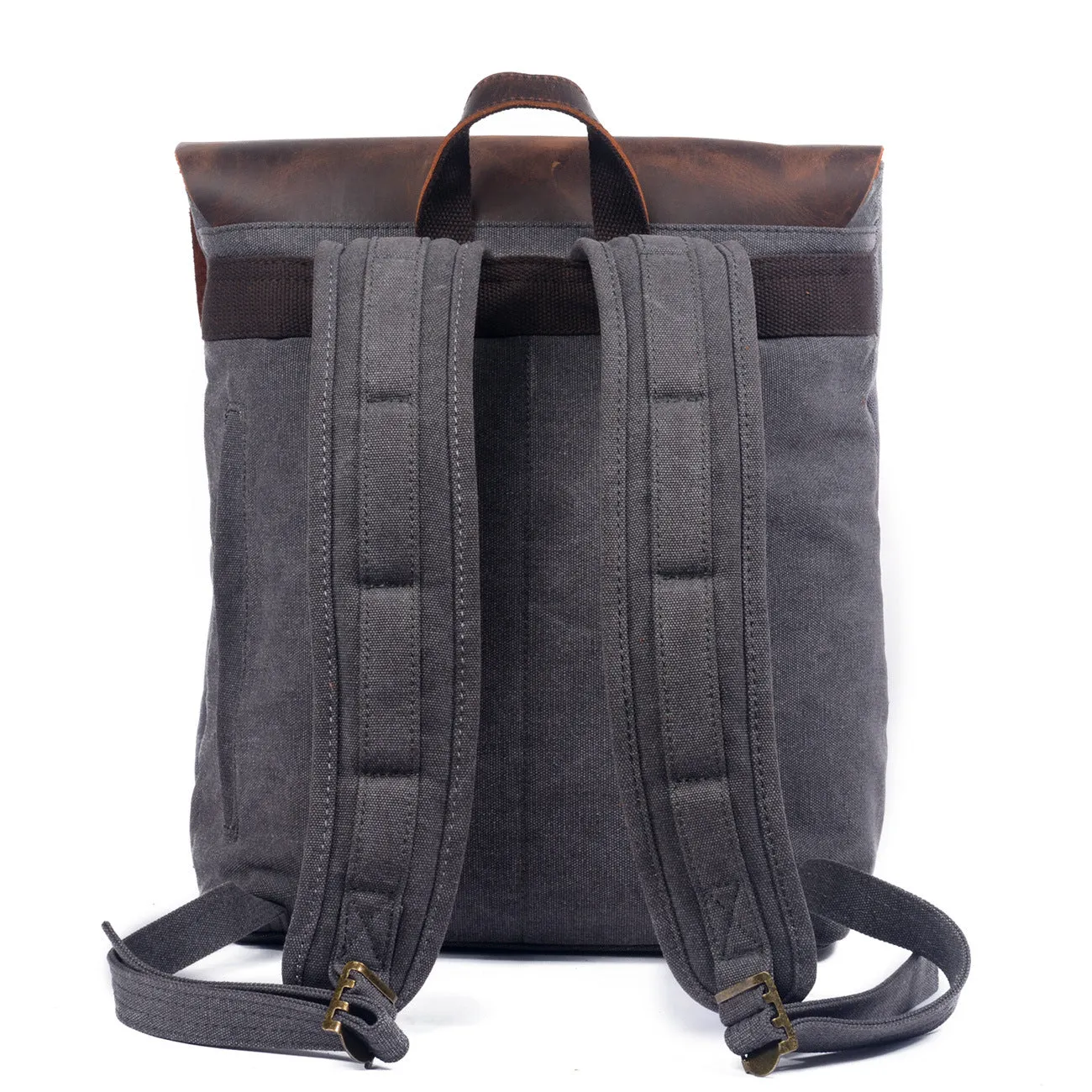 Leisure Vintage Waterproof Leather Canvas Backpack 659LA