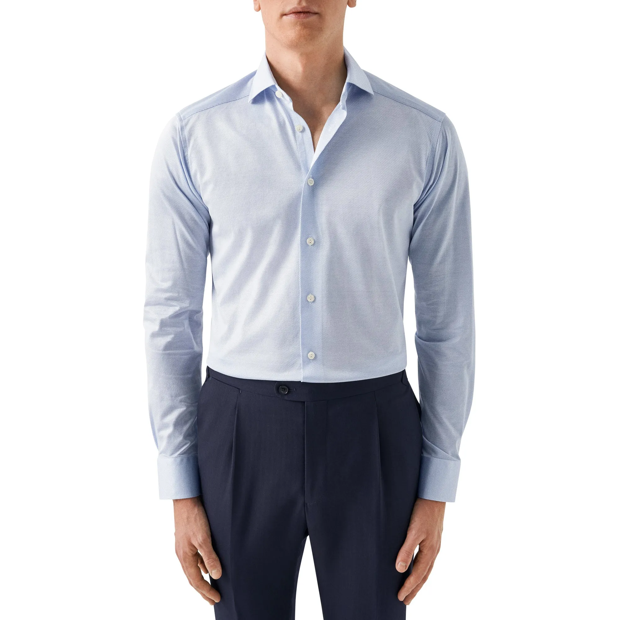 Light Blue King Knit Slim Fit Shirt - ETON