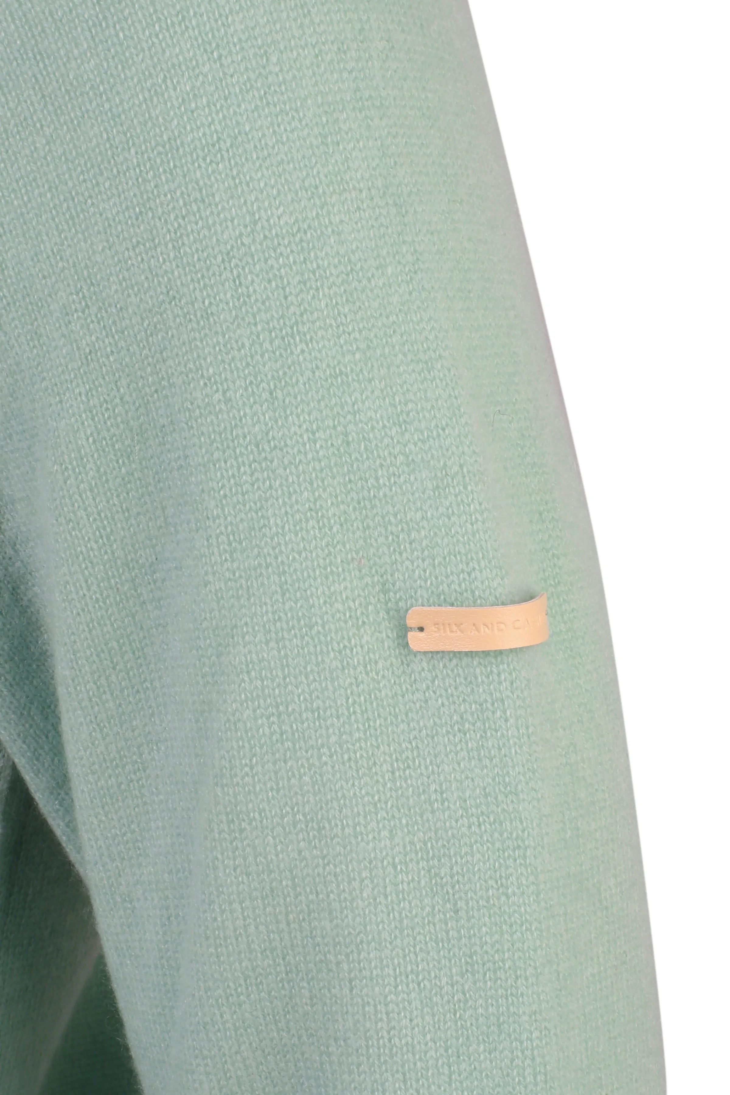 Light Green Pure Cashmere High Collar Zipper Men's Sweater