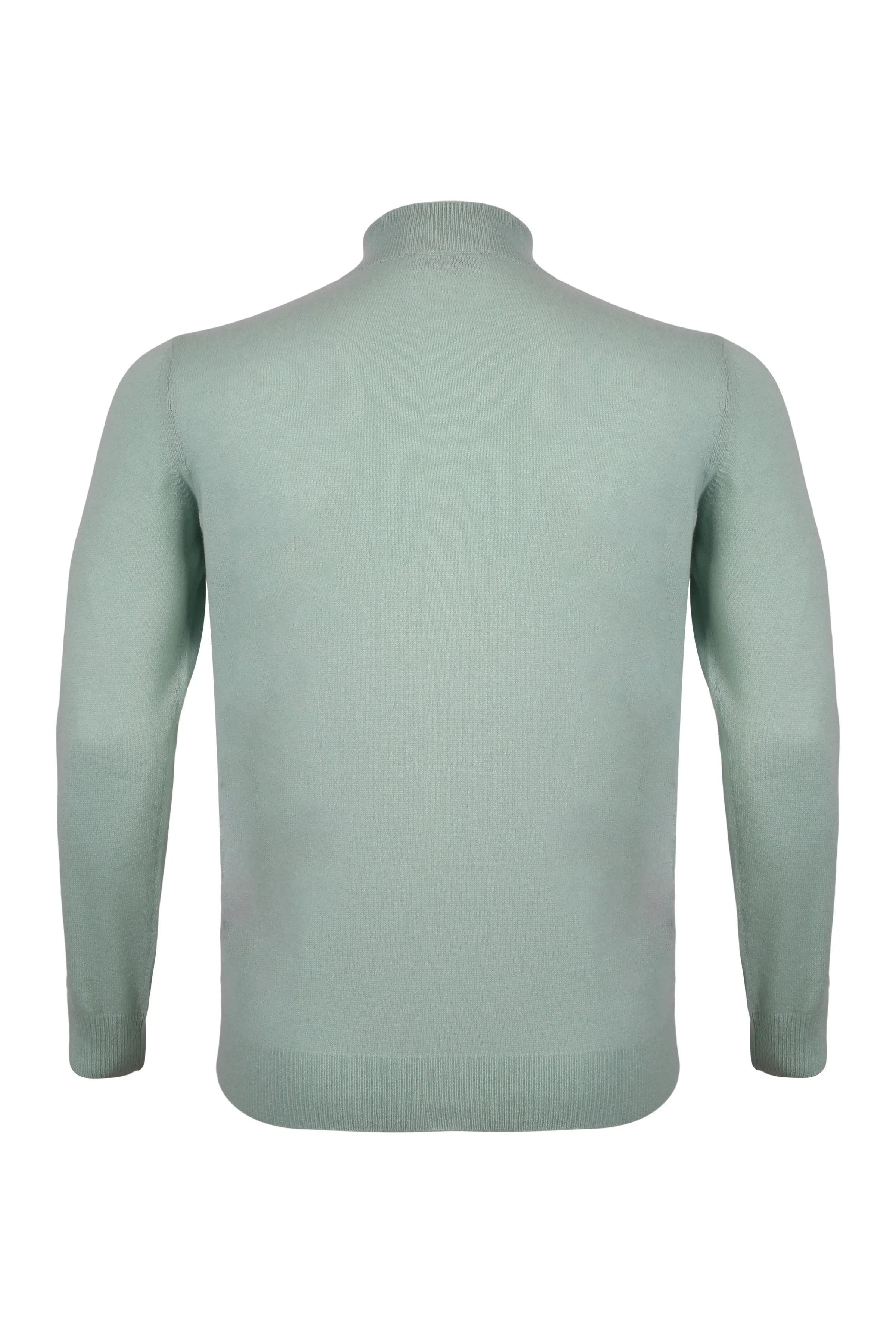 Light Green Pure Cashmere High Collar Zipper Men's Sweater