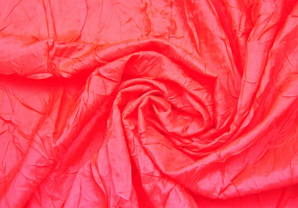 Lightweight Tropical Salmon Crinkled Polyester