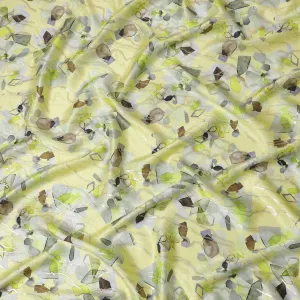 Lime Green Pure Silk Satin Fabric: Zesty and Fresh - D17616