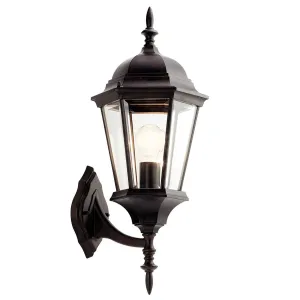 Madison 23 In 1-Light Outdoor Wall Light with Clear Beveled Glass, Bronze Finish