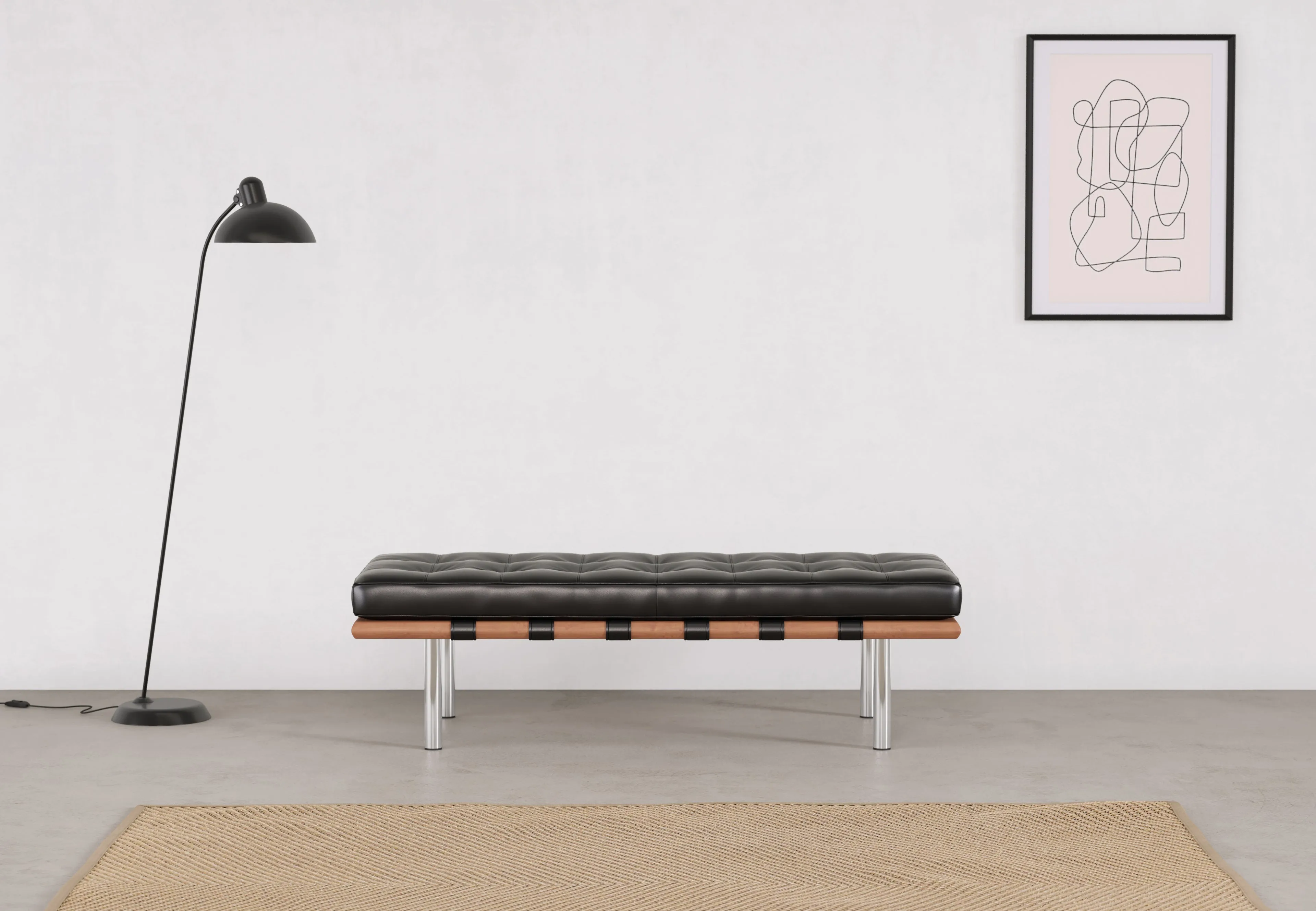 Manhattan - Manhattan Two Seater Bench, Midnight Black Premium Leather