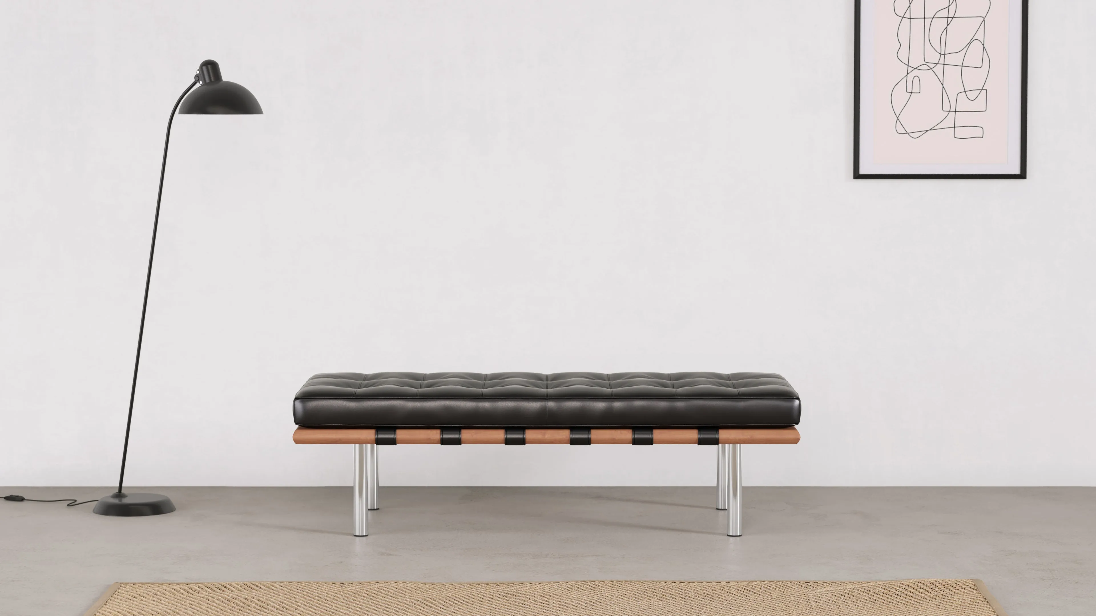 Manhattan - Manhattan Two Seater Bench, Midnight Black Premium Leather