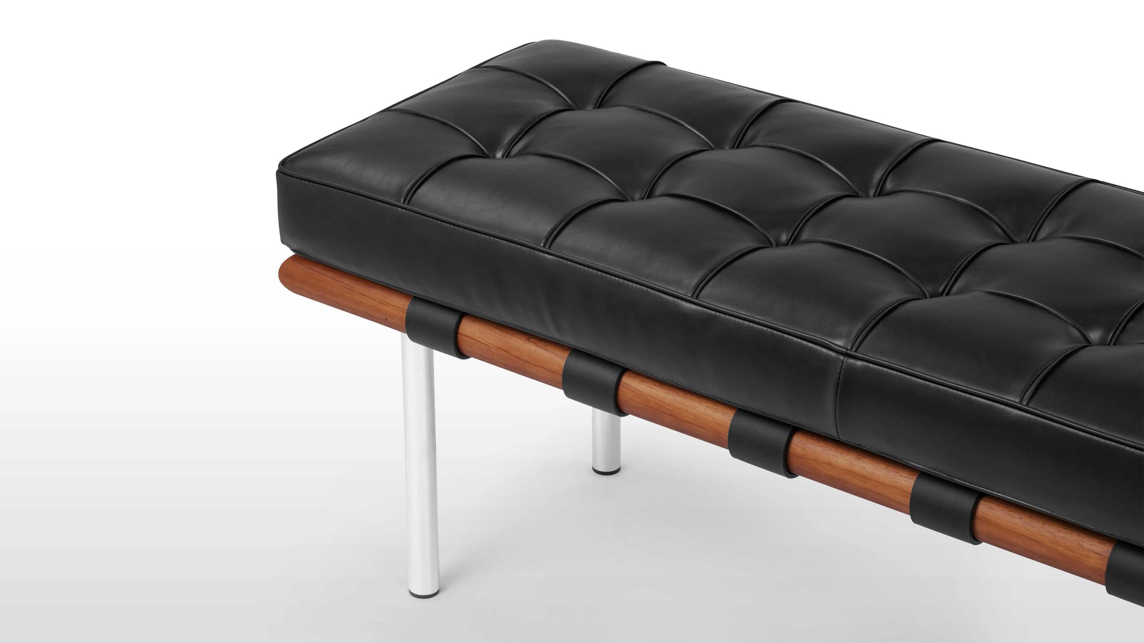 Manhattan - Manhattan Two Seater Bench, Midnight Black Premium Leather