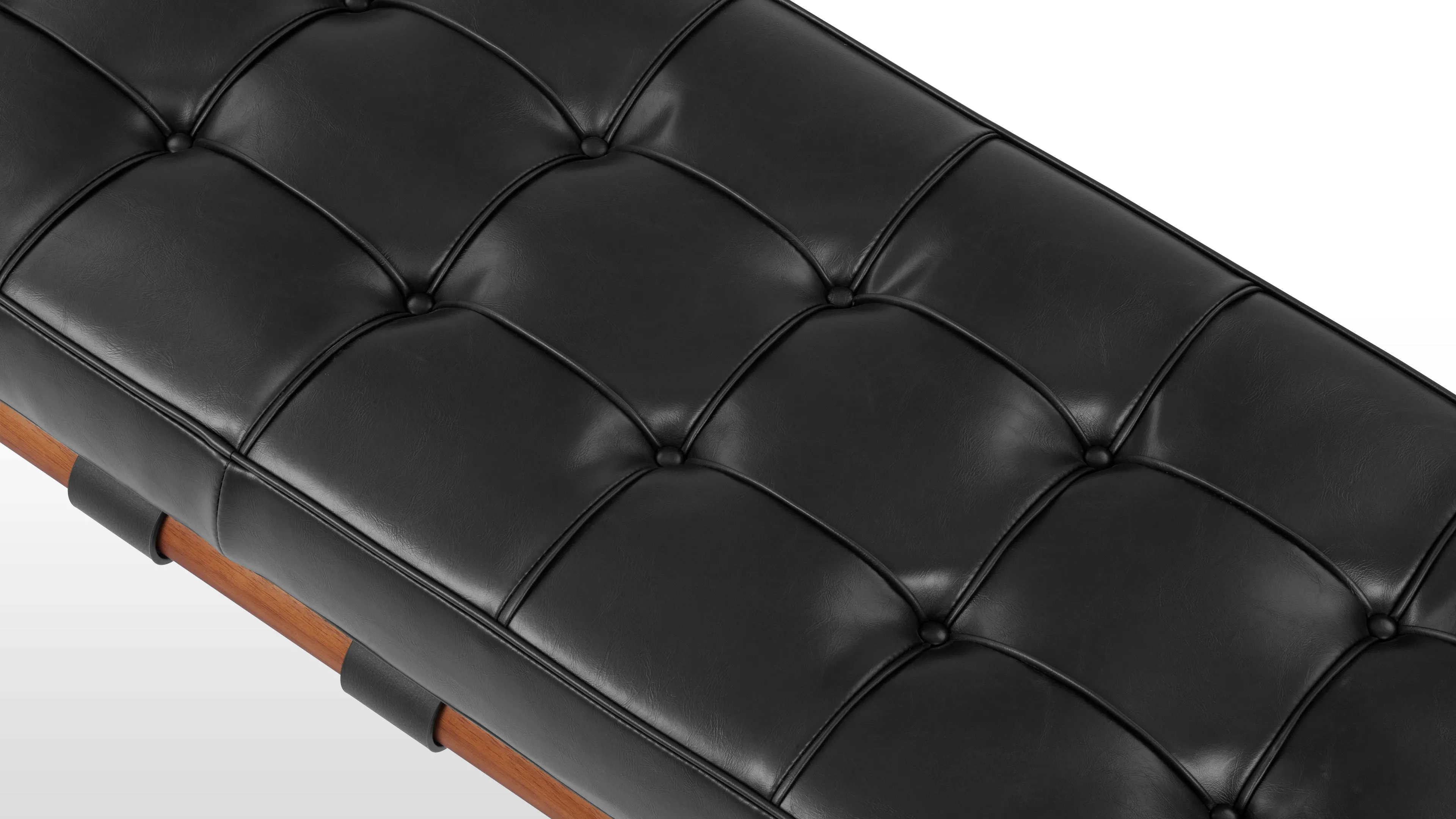 Manhattan - Manhattan Two Seater Bench, Midnight Black Premium Leather