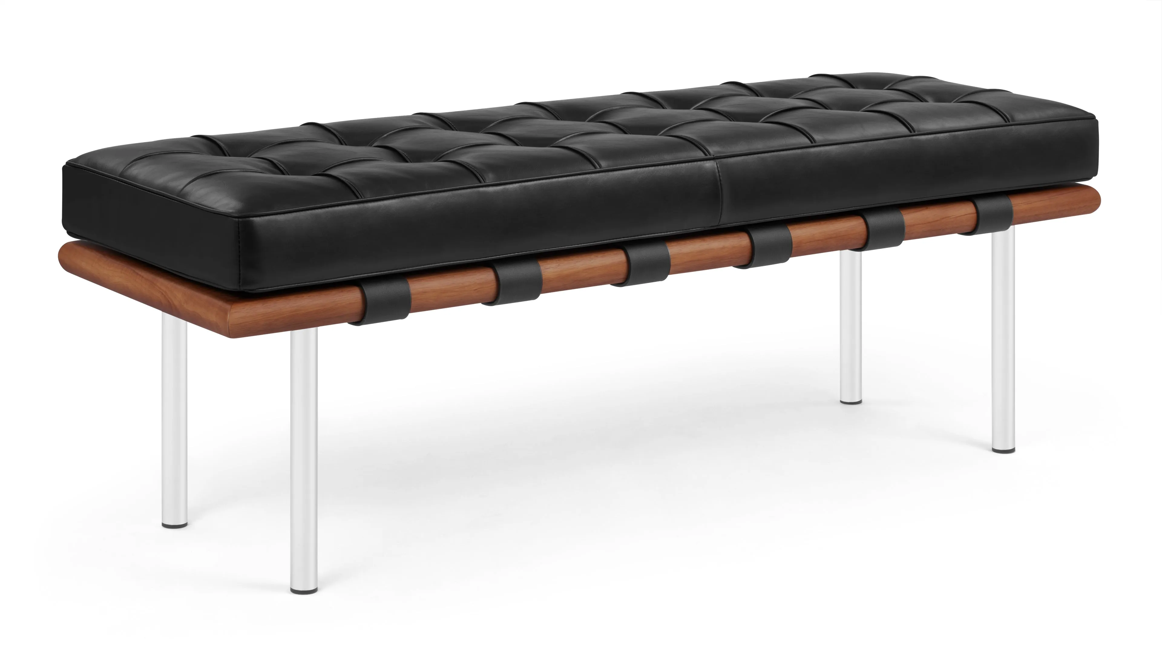 Manhattan - Manhattan Two Seater Bench, Midnight Black Premium Leather