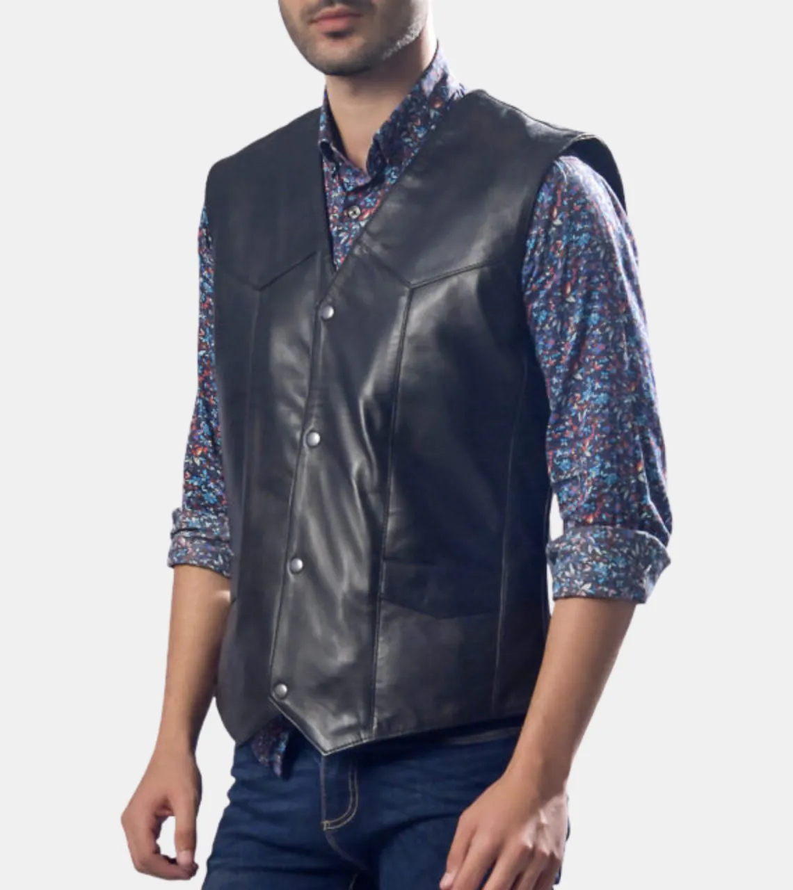 Marcel Men's Black Leather Vest