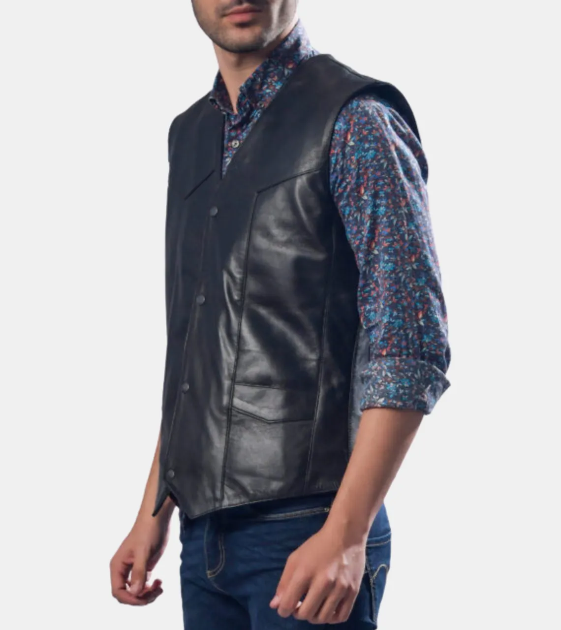 Marcel Men's Black Leather Vest