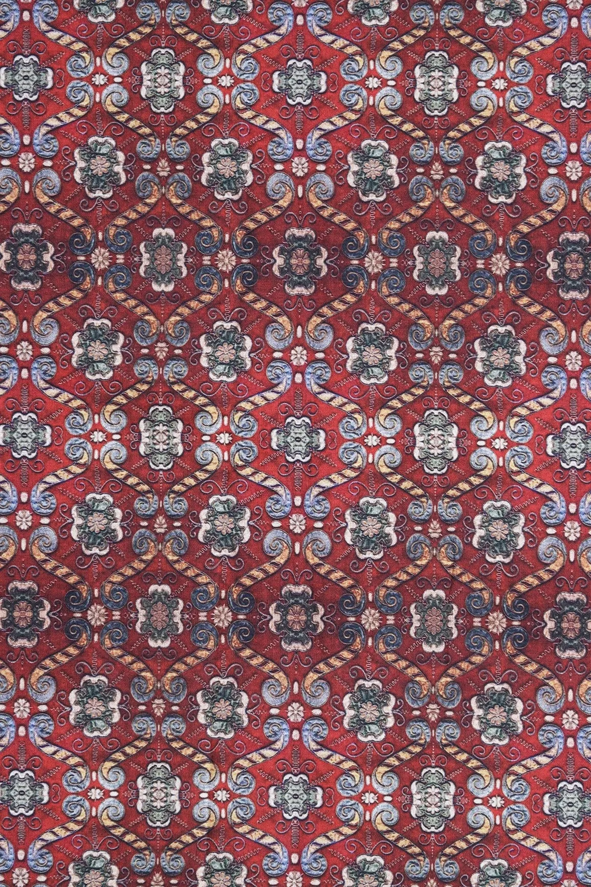 Maroon Trellis Pattern Digital Print On Heavy Multi Polyester Fabric