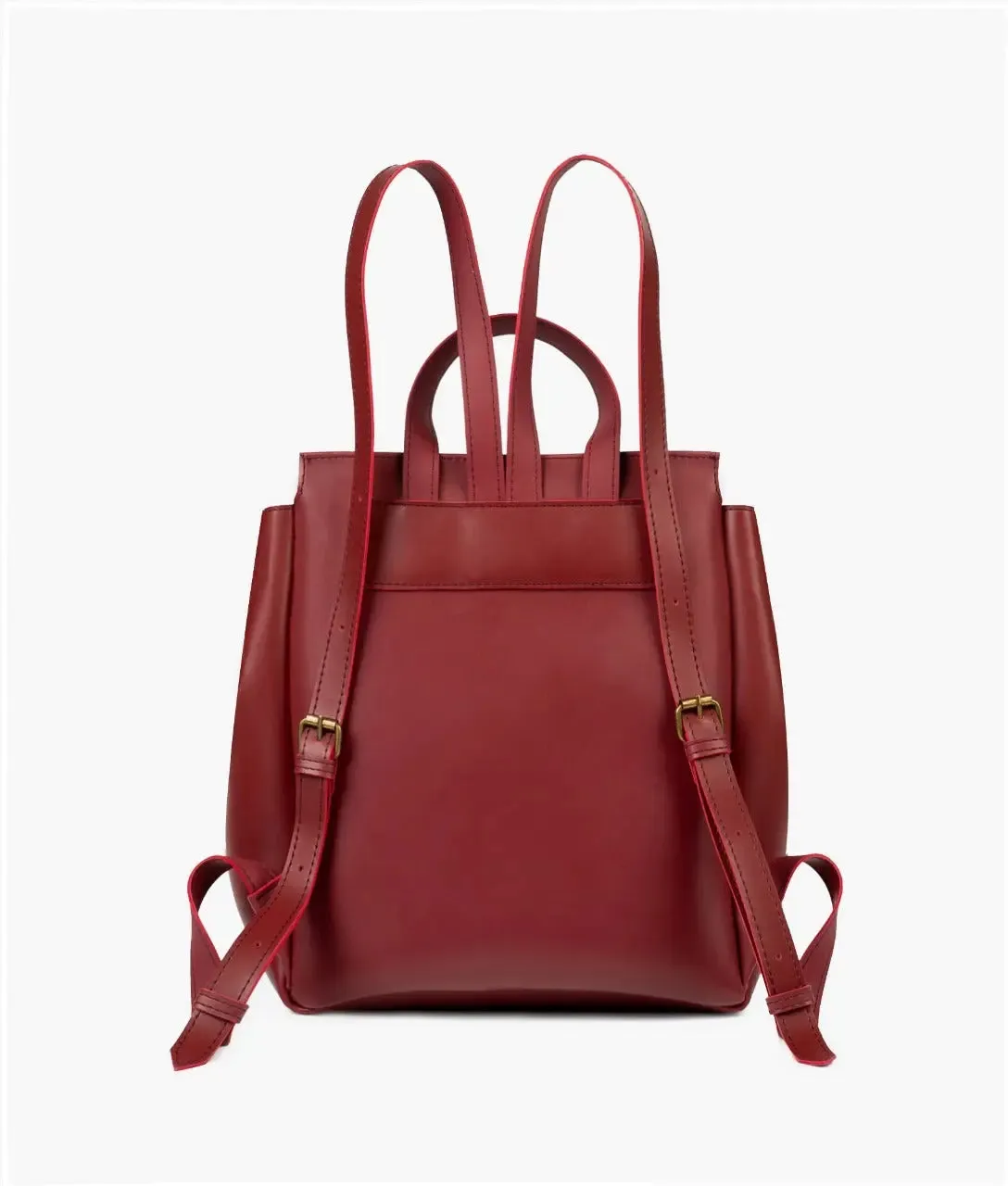 Maroon Women Leather Backpacks 557