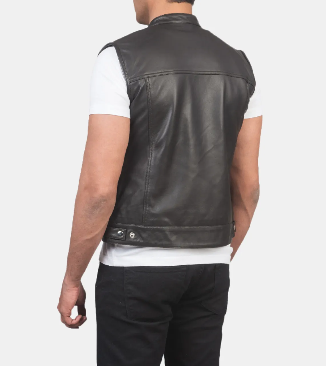 Marven Men's Black Leather Vest