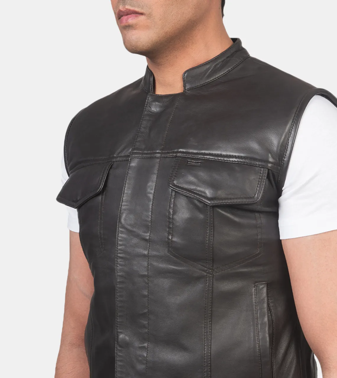 Marven Men's Black Leather Vest