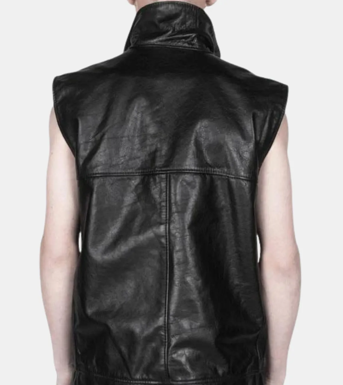 Maverick Men's Black Leather Vest