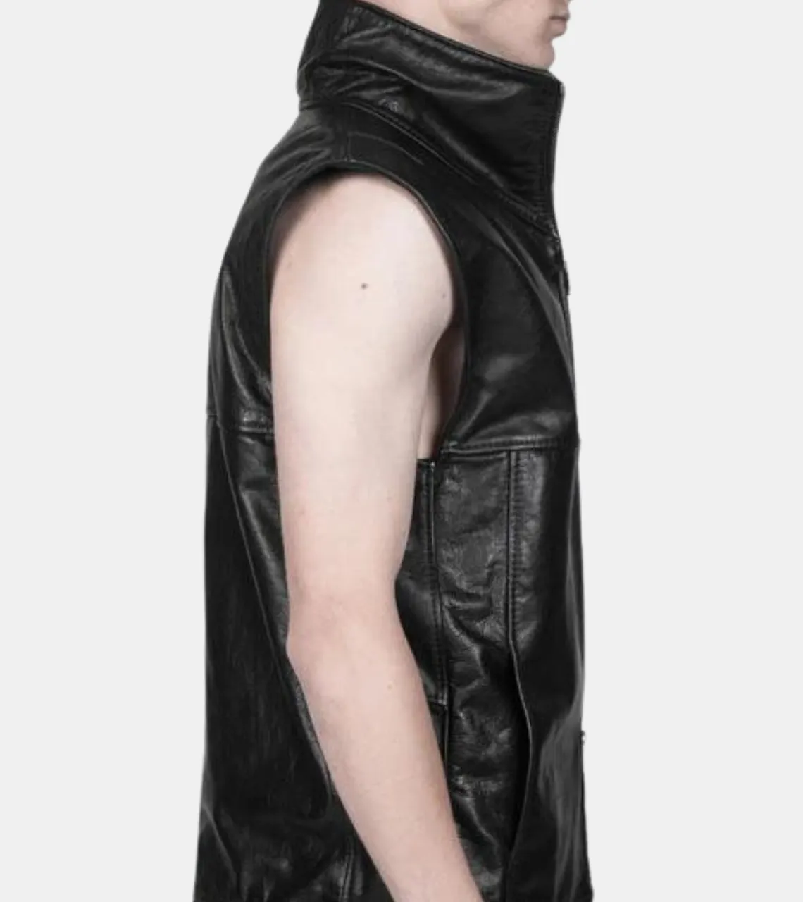 Maverick Men's Black Leather Vest