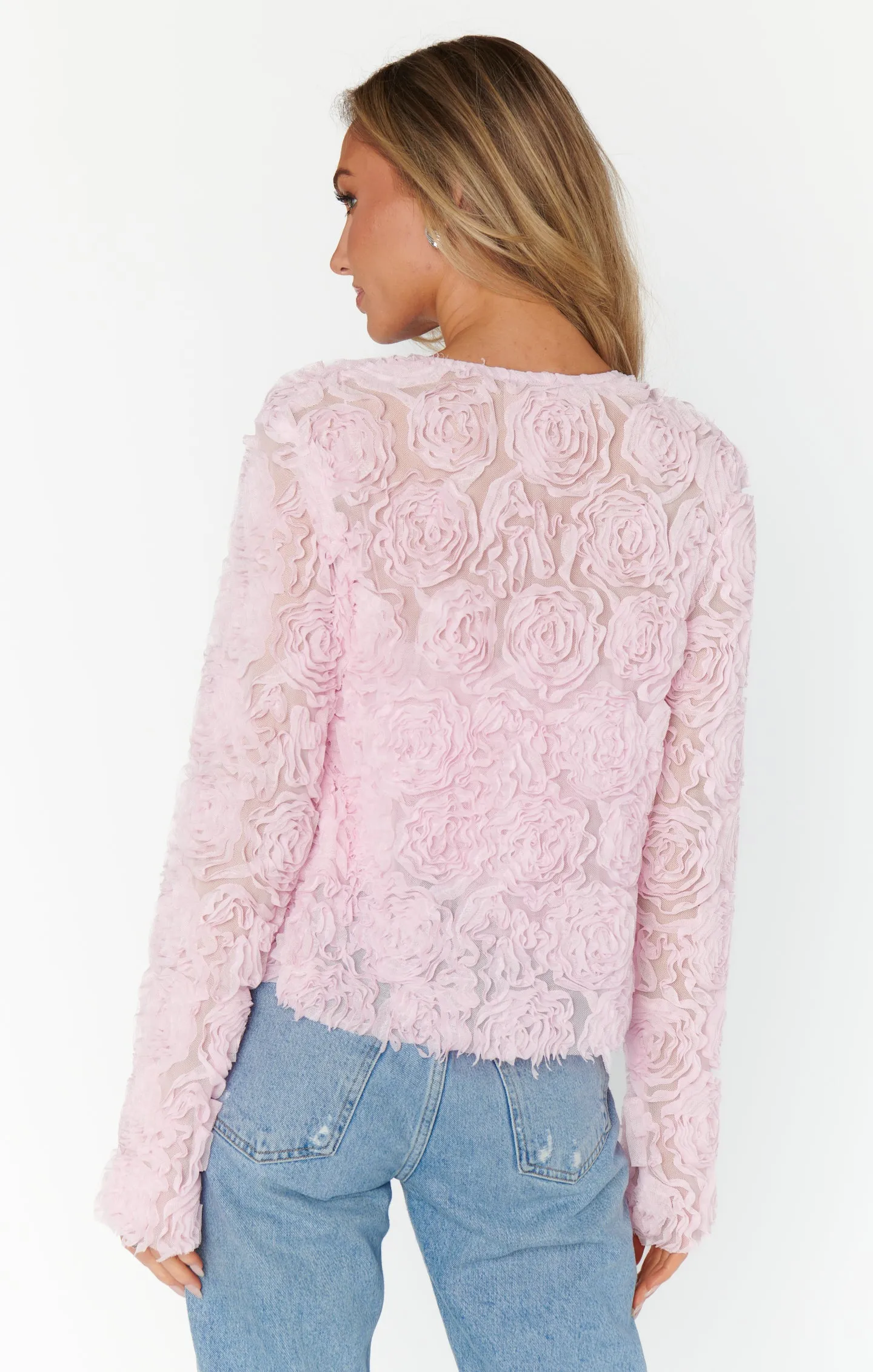 Maxene Top ~ Rosette Mesh Pink