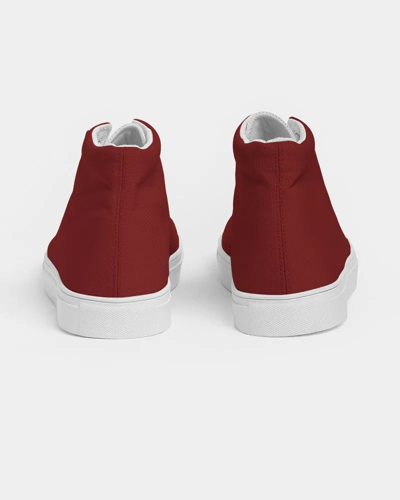 Medium Dark Red Men's High-top Canvas Sneakers | Men's | Medium Dark Pure Red | C0M100Y100K60