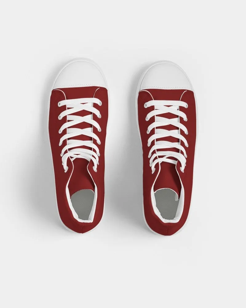 Medium Dark Red Men's High-top Canvas Sneakers | Men's | Medium Dark Pure Red | C0M100Y100K60