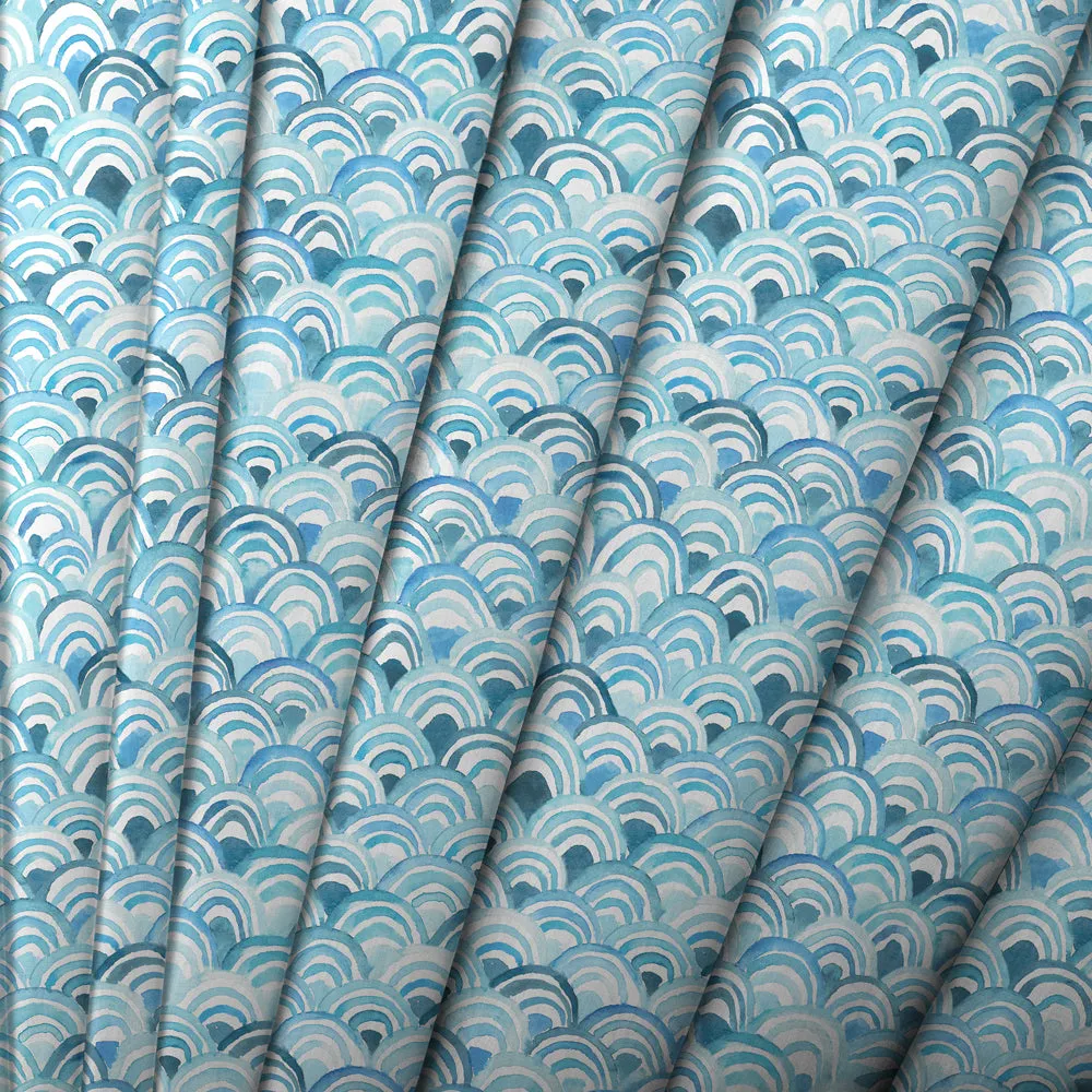 Melia Printed Cotton Fabric (By The Metre) Glacier