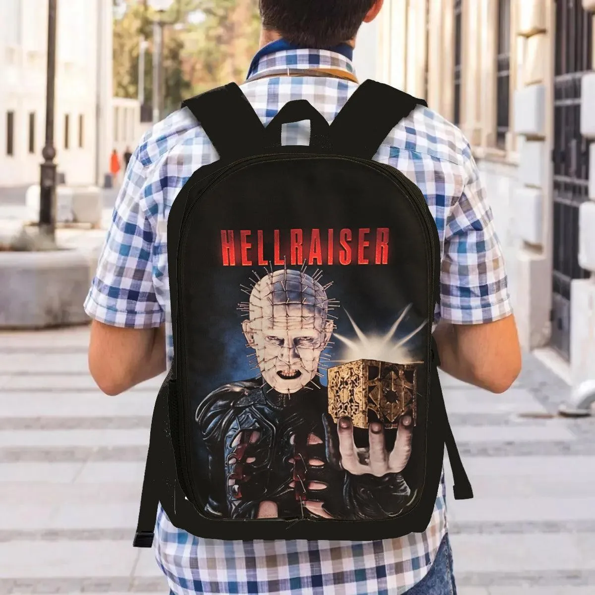 Men Women Horror Movie Backpacks Halloween Film Outdoor Bag - Hellraiser Pinhead