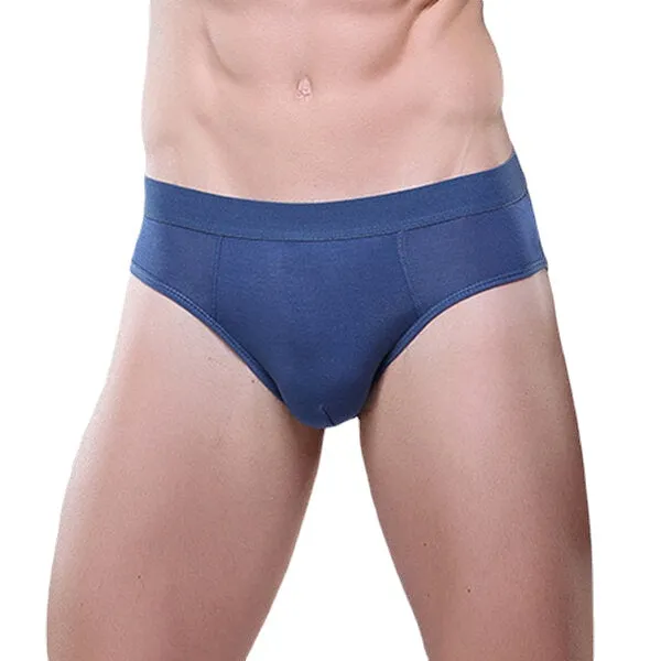 Mens Back Mesh Breathable Ice Silk Briefs Mid Rise Pure Color Casual Underwear