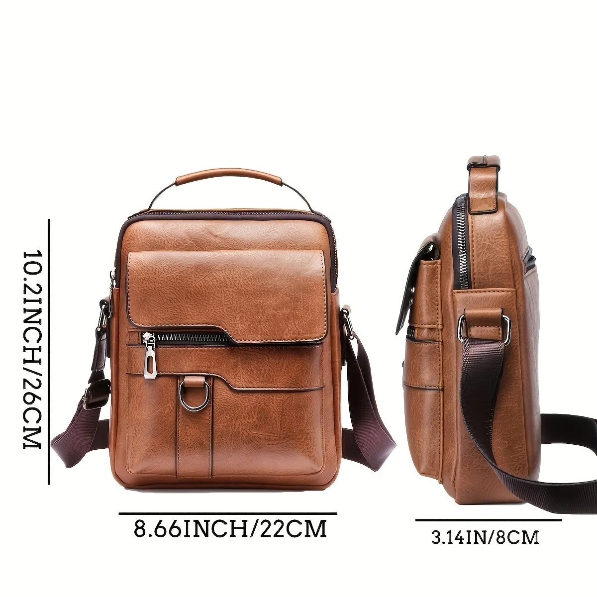 Men's PU Leather Crossbody Messenger Bag with Card Holder