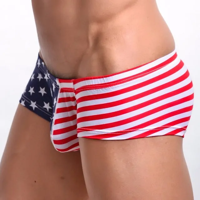 Men's Stars and Stripes Printed Flag Cotton Trunk