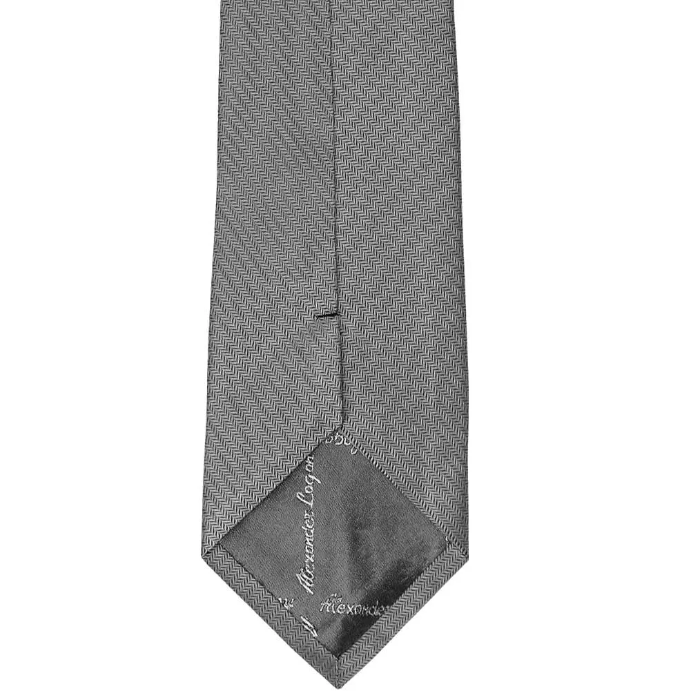 Mercury Silver Herringbone Silk Necktie