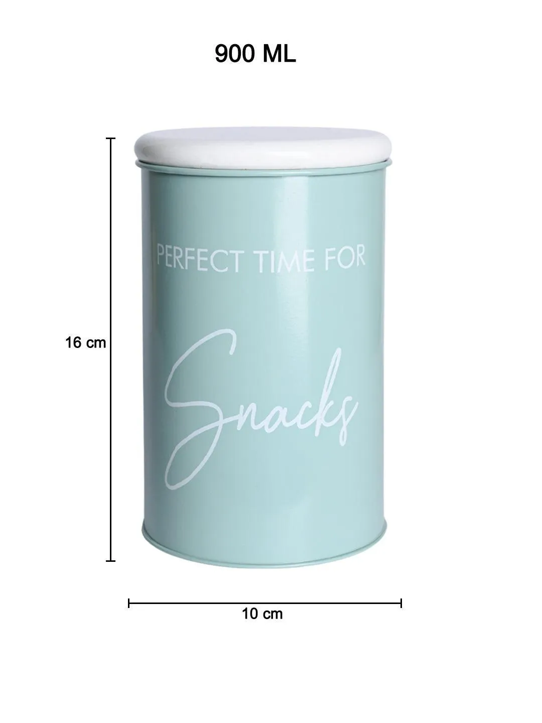 Metal Snacks Storage Jar - Light Green, 900 Ml