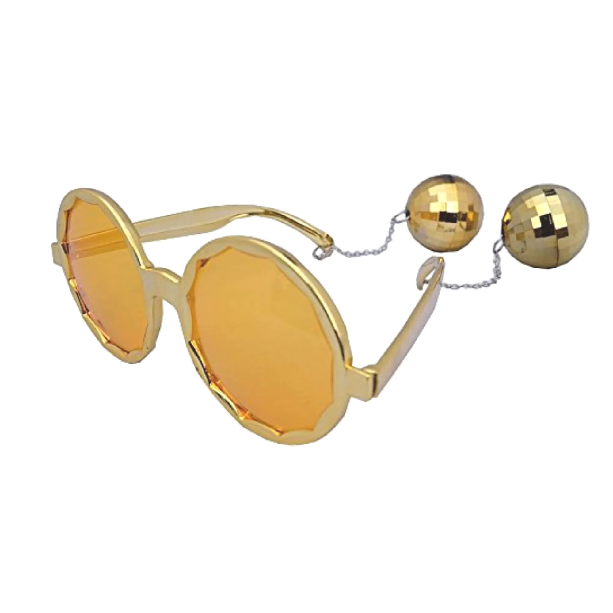 Metallic Gold Disco Balls Sunglasses (Each)