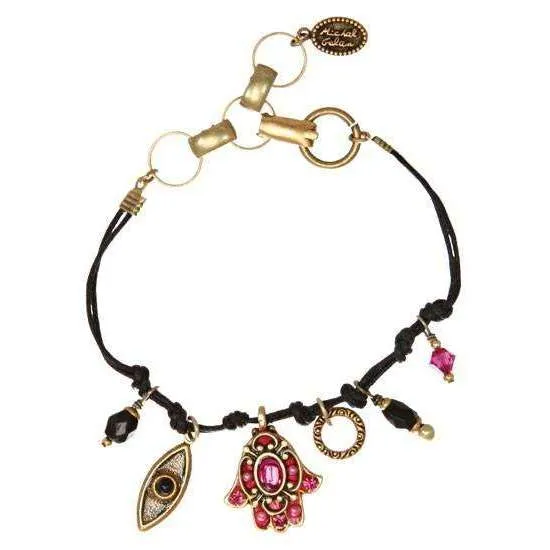 Michal Golan Fuscia Hamsa and Evil Eye Bracelet