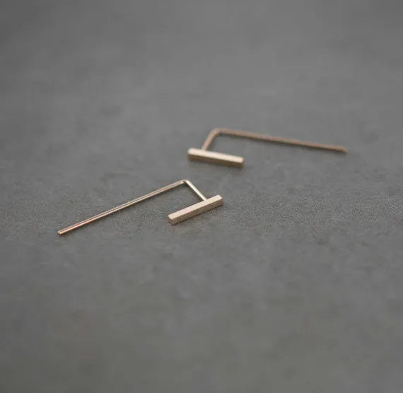 Minimalistic slim bar earrings N°11 in silver or rose gold plated silver