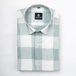 Mint Green Color Checks Pure Cotton Shirt For Men