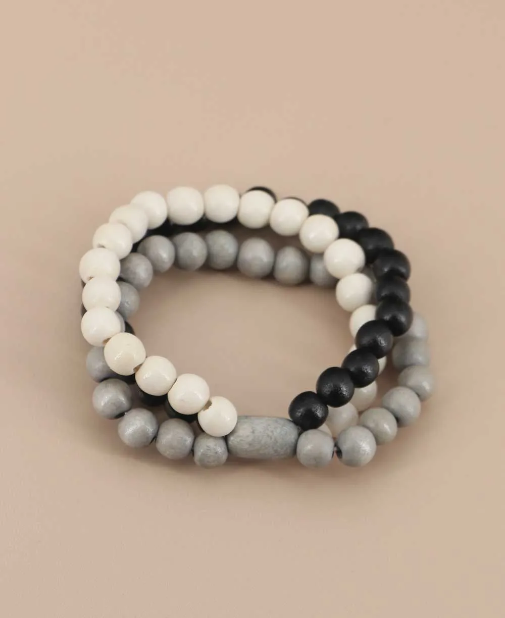 Modern Muse Grey, White, & Black Beaded Bracelet